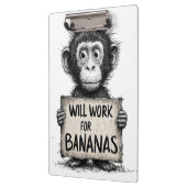 Will Work for Bananas - Humorous Monkey Sketch Klembord (Links)