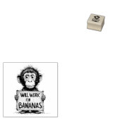 Will Work for Bananas - Humorous Monkey Sketch Rubberstempel (Gestempeld)