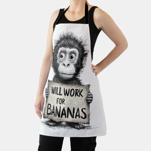 Will Work for Bananas - Humorous Monkey Sketch Schort (Insitu)
