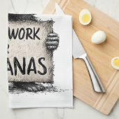 Will Work for Bananas - Humorous Monkey Sketch Theedoek (Quarter Fold)