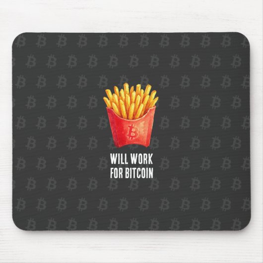 Will Work For Bitcoin (Black) Muismat (Voorkant)