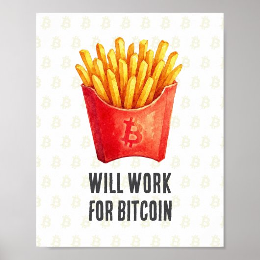 Will Work For Bitcoin Poster (Voorkant)