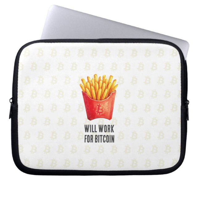 Will Work For Bitcoin (White) Laptop Sleeve (Voorkant)