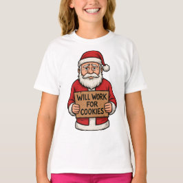 Will Work for Cookies – Cute Funny Santa Christmas T-shirt