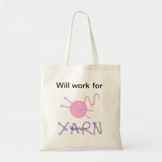 "Will work for YARN" Canvas tas