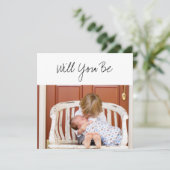 Will you be Godparent Baby & Sibling Photo Kaart (Staand voorkant)