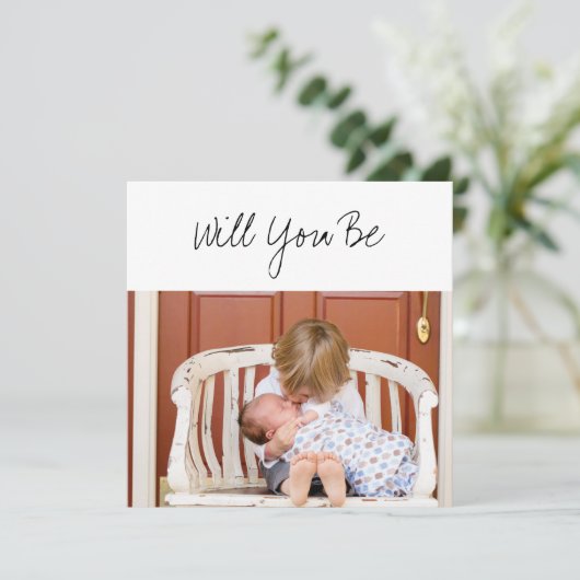 Will you be Godparent Baby & Sibling Photo Kaart (Staand voorkant)