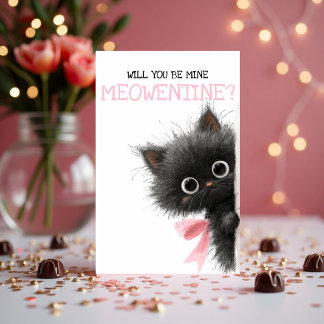 Will You Be Mine Meowentine? Cute Valententine's  Feestdagen Kaart