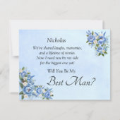 Will You Be My Best Man? Blue Peony Card (Voorkant)