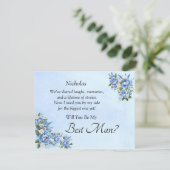 Will You Be My Best Man? Blue Peony Card (Staand voorkant)