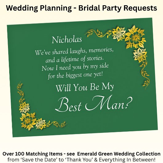 Will You Be My Best Man? Emerald Green & Gold