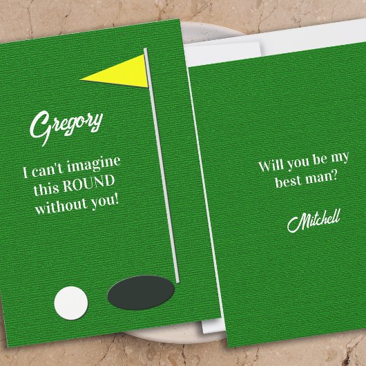 Will You Be My Best Man Golf Green Proposal Cards Kaart
