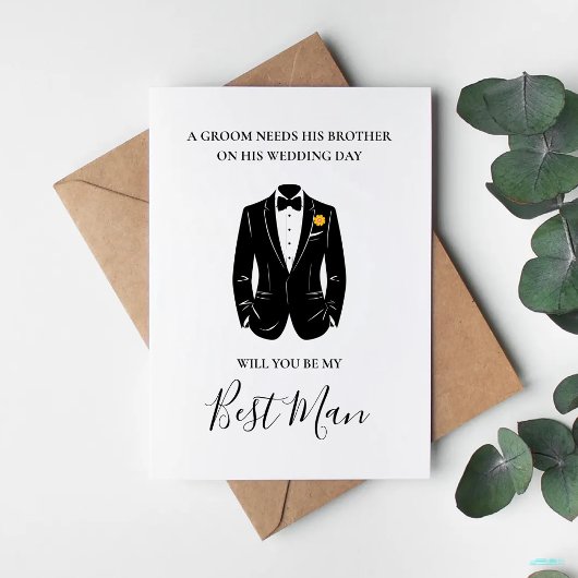 Will You Be My Best Man Groomsman Suit Wedding Kaart