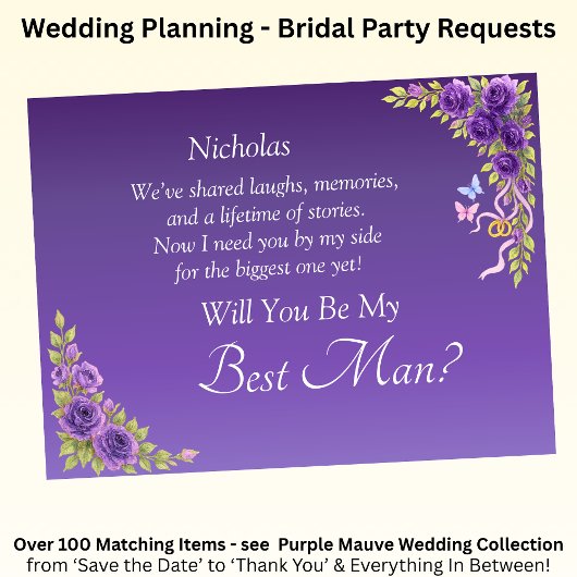 Will You Be My Best Man?  Purple Mauve Flowers
