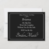 Will You Be My Bridesmaid? Black & White Card (Voorkant)
