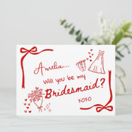 Will you be my Bridesmaid Card Invitation Kaart