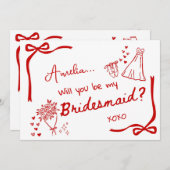Will you be my Bridesmaid Card Invitation Kaart (Voorkant / Achterkant)