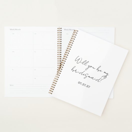 Will You Be My Bridesmaid Custom Cursive Planner (Display)