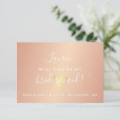 Will You Be My Bridesmaid - Glam Heart Roos Gold Kaart (Staand voorkant)