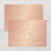 Will You Be My Bridesmaid - Glam Heart Roos Gold Kaart (Voorkant / Achterkant)