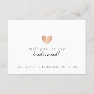 Will You Be My Bridesmaid - Heart Glam Roos Gold Kaart