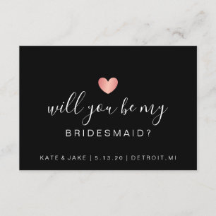 Will You Be My Bridesmaid - Heart Pink Black Kaart