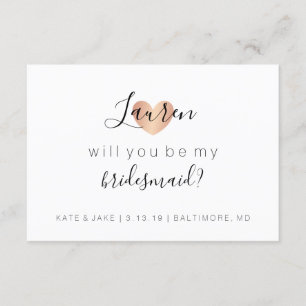 Will You Be My Bridesmaid - Heart's Glam Roos Gold Kaart