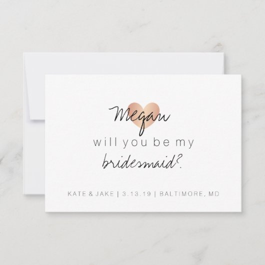 Will You Be My Bridesmaid - Heart's Glam Roos Gold Kaart (Voorkant)