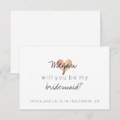 Will You Be My Bridesmaid - Heart's Glam Roos Gold Kaart (Voorkant / Achterkant)