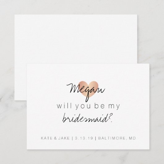 Will You Be My Bridesmaid - Heart's Glam Roos Gold Kaart (Voorkant / Achterkant)