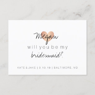 Will You Be My Bridesmaid - Heart's Glam Roos Gold Kaart