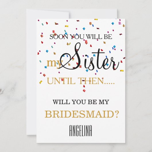 Will you be my bridesmaid? invitation kaart (Voorkant)