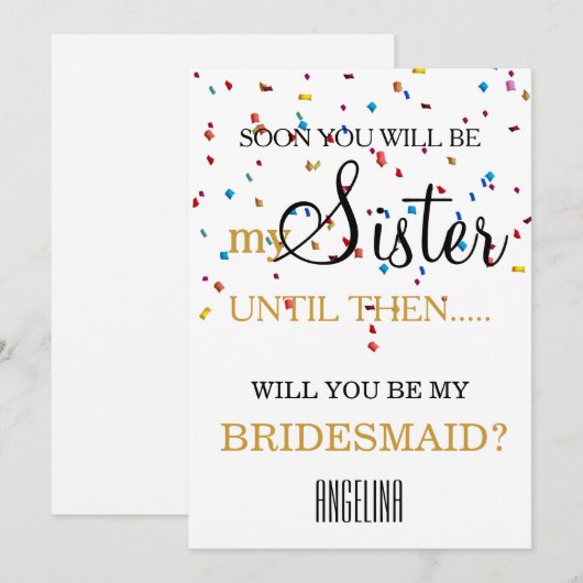 Will you be my bridesmaid? invitation kaart (Voorkant / Achterkant)