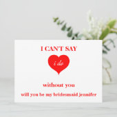 Will you be my bridesmaid? kaart (Staand voorkant)