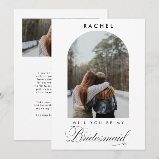 Will you be my Bridesmaid Minimalist Photo Script (Voorkant / Achterkant)