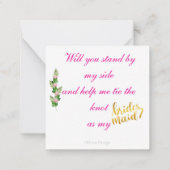 Will you be my Bridesmaid Notitiekaartje (Achterkant)
