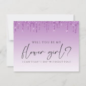 Will You Be My Bridesmaid - Paarse Glitter Drip Kaart (Voorkant)