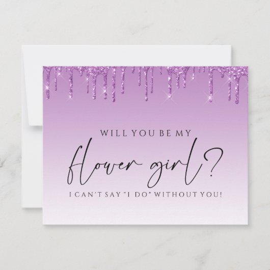 Will You Be My Bridesmaid - Paarse Glitter Drip Kaart (Voorkant)