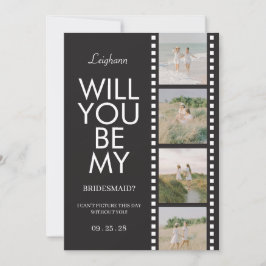 Will You Be My Bridesmaid Photo Black Reel Kaart