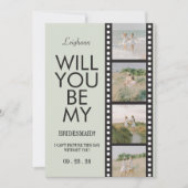 Will You Be My Bridesmaid Photo Green Reel Kaart (Voorkant)