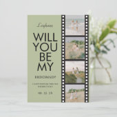 Will You Be My Bridesmaid Photo Green Reel Kaart (Staand voorkant)