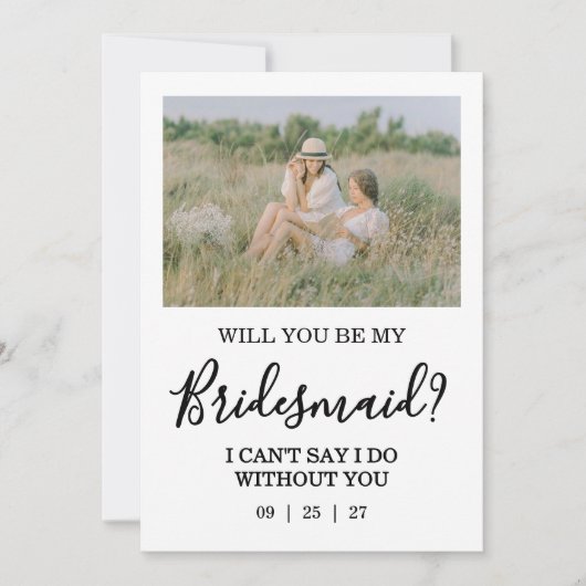 Will You Be My Bridesmaid Photo Proposal Card Kaart (Voorkant)