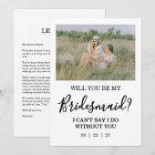 Will You Be My Bridesmaid Photo Proposal Card Kaart (Voorkant / Achterkant)