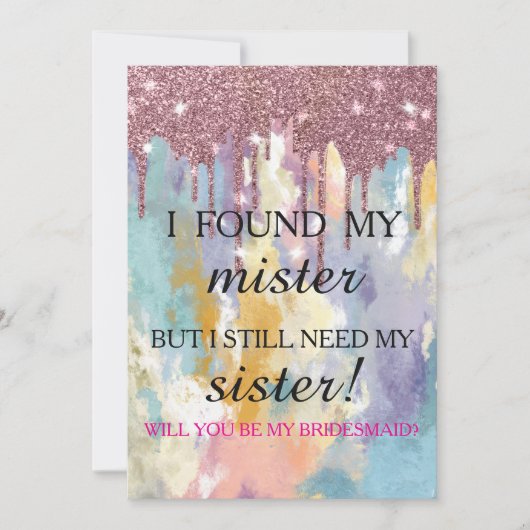 Will you be my bridesmaid? Rose Gold Dripping Invi Kaart (Voorkant)