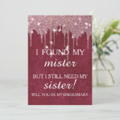 Will you be my bridesmaid? Rose Gold Dripping Invi Kaart (Staand voorkant)