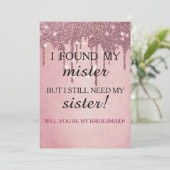 Will you be my bridesmaid? Rose Gold Dripping Invi Kaart (Staand voorkant)
