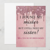 Will you be my bridesmaid? Rose Gold Dripping Invi Kaart (Voorkant / Achterkant)