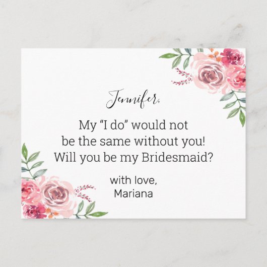 will you be my bridesmaid? uitnodiging briefkaart (Achterkant)