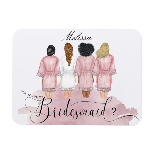will you be my bridesmaid wedding robes elegant magneet (Horizontaal)