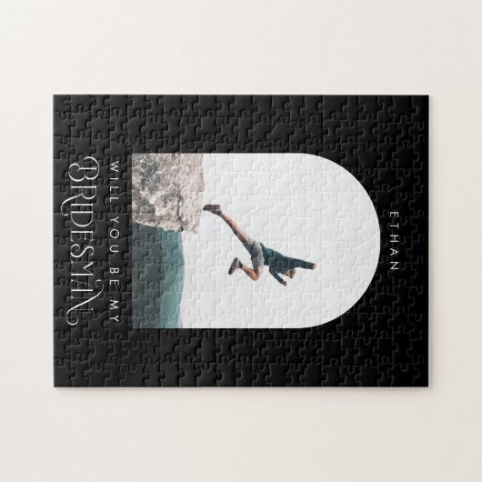 Will you be my Bridesman Minimal Photo Black Arch Legpuzzel (Horizontaal)
